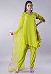 Embroidered Muslin Silk Pakistani Suit in Light Green