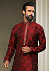 Red Kurta Jacquard Trouser main image 1
