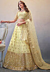 Embroidered Net Lehenga in Light Yellow
