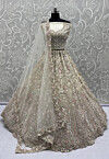 Embroidered Net Lehenga in Off White
