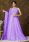 Embroidered Organza Lehenga in Lavender