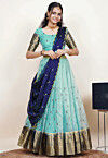 Embroidered Organza Lehenga in Light Blue