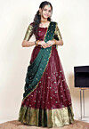 Embroidered Organza Lehenga in Maroon