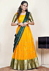 Embroidered Organza Lehenga in Mustard