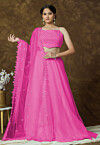 Embroidered Organza Lehenga in Pink