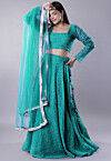 Embroidered Organza Lehenga in Sky Blue