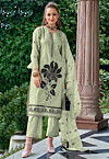 Embroidered Organza Pakistani Suit in Pastel Green