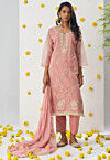 Embroidered Organza Pakistani Suit in Peach