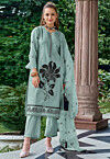 Embroidered Organza Pakistani Suit in Sky Blue