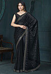 Embroidered Organza Saree in Black