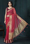 Embroidered Organza Saree in Maroon
