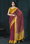 Embroidered Organza Saree in Maroon