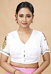 Embroidered Poly Cotton Blouse in White