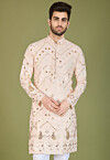 Embroidered Rayon Kurta in Off White