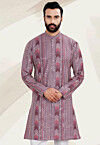 Embroidered Rayon Kurta in Purple