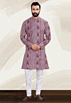 Embroidered Rayon Kurta Set in Purple