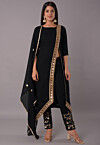 Embroidered Rayon Pakistani Suit in Black