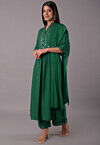 Embroidered Rayon Pakistani Suit in Dark Green