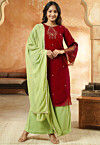 Embroidered Rayon Pakistani Suit in Maroon