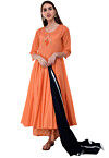 Embroidered Rayon Pakistani Suit in Orange