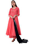 Embroidered Rayon Pakistani Suit in Peach