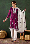 Embroidered Rayon Pakistani Suit in Purple