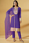 Embroidered Rayon Pakistani Suit in Purple