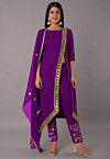 Embroidered Rayon Pakistani Suit in Purple