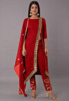 Embroidered Rayon Pakistani Suit in Red
