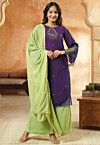 Embroidered Rayon Pakistani Suit in Violet