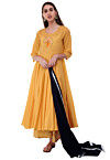 Embroidered Rayon Pakistani Suit in Yellow