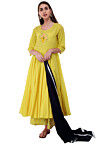 Embroidered Rayon Pakistani Suit in Yellow