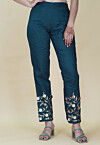 Embroidered Rayon Pant in Teal Blue