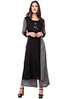 Embroidered Rayon Straight Kurta in Black and Grey