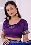 Embroidered Satin Silk Blouse in Purple