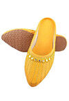 Embroidered Synthetic Women Jutti in Yellow