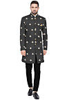 Embroidered Taffeta Silk Sherwani in Grey