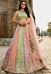 Embroidered Tissue Lehenga in Multicolor