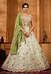 Embroidered Tissue Lehenga in Off White