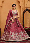 Embroidered Tissue Lehenga in Old Rose