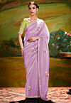 Embroidered Tissue Saree in Light Purple