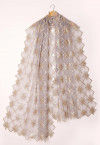 Embroidered Tissue Scalloped Dupatta in Light Grey