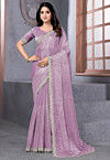 Embroidered Tissue Silk Saree in Purple