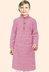 Embroidered Uppada Silk Kurta in Pink