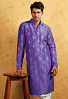 Embroidered Uppada Silk Kurta in Purple