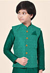 Embroidered Uppada Silk Nehru Jacket in Sea Green