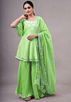 Embroidered Uppada Silk Pakistani Suit in Green