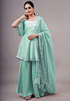 Embroidered Uppada Silk Pakistani Suit in Light Green