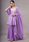 Embroidered Uppada Silk Pakistani Suit in Light Purple