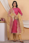 Embroidered Uppada Silk Pakistani Suit in Pink